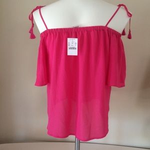 NWT J Crew sz 10 poly versatile top. Hot pink 3way